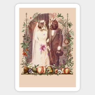 Owl and Pussycat Wedding with fruits and flowers Sticker